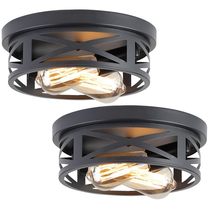 Plafonnier encastré à 2 lampes de style ferme - Lot de 2