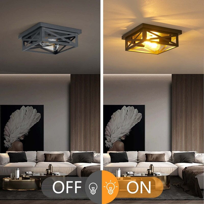 Plafonnier encastré à 2 lampes de style ferme - Lot de 2
