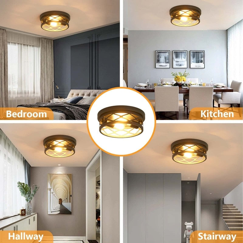 Plafonnier encastré à 2 lampes de style ferme - Lot de 2