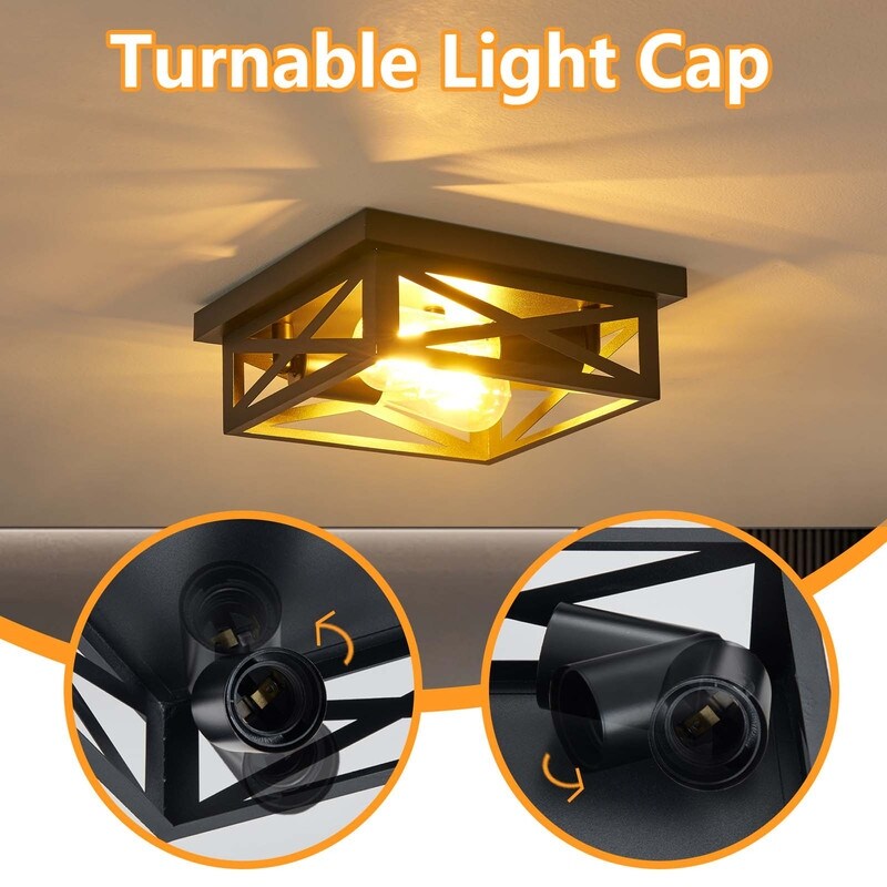Plafonnier encastré à 2 lampes de style ferme - Lot de 2