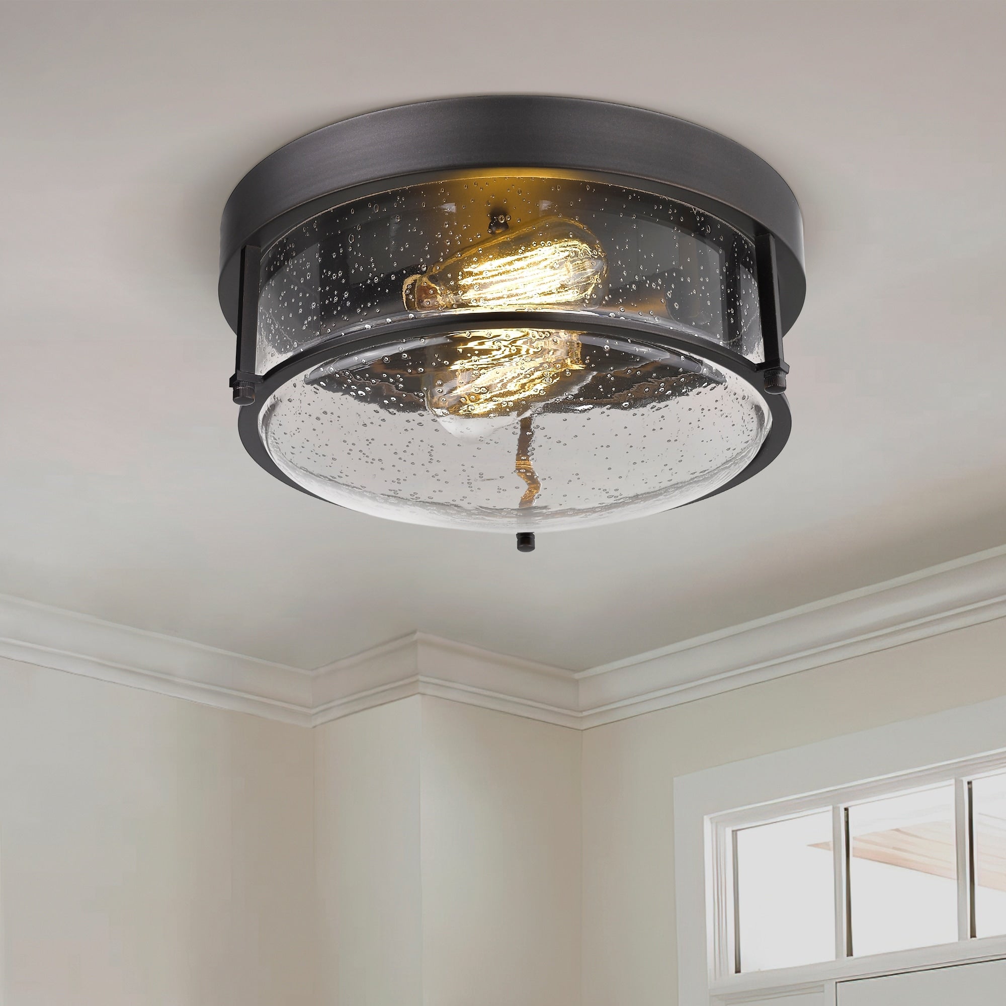 Plafonniers encastrés de style ferme à 2 lumières, finition bronze huilé