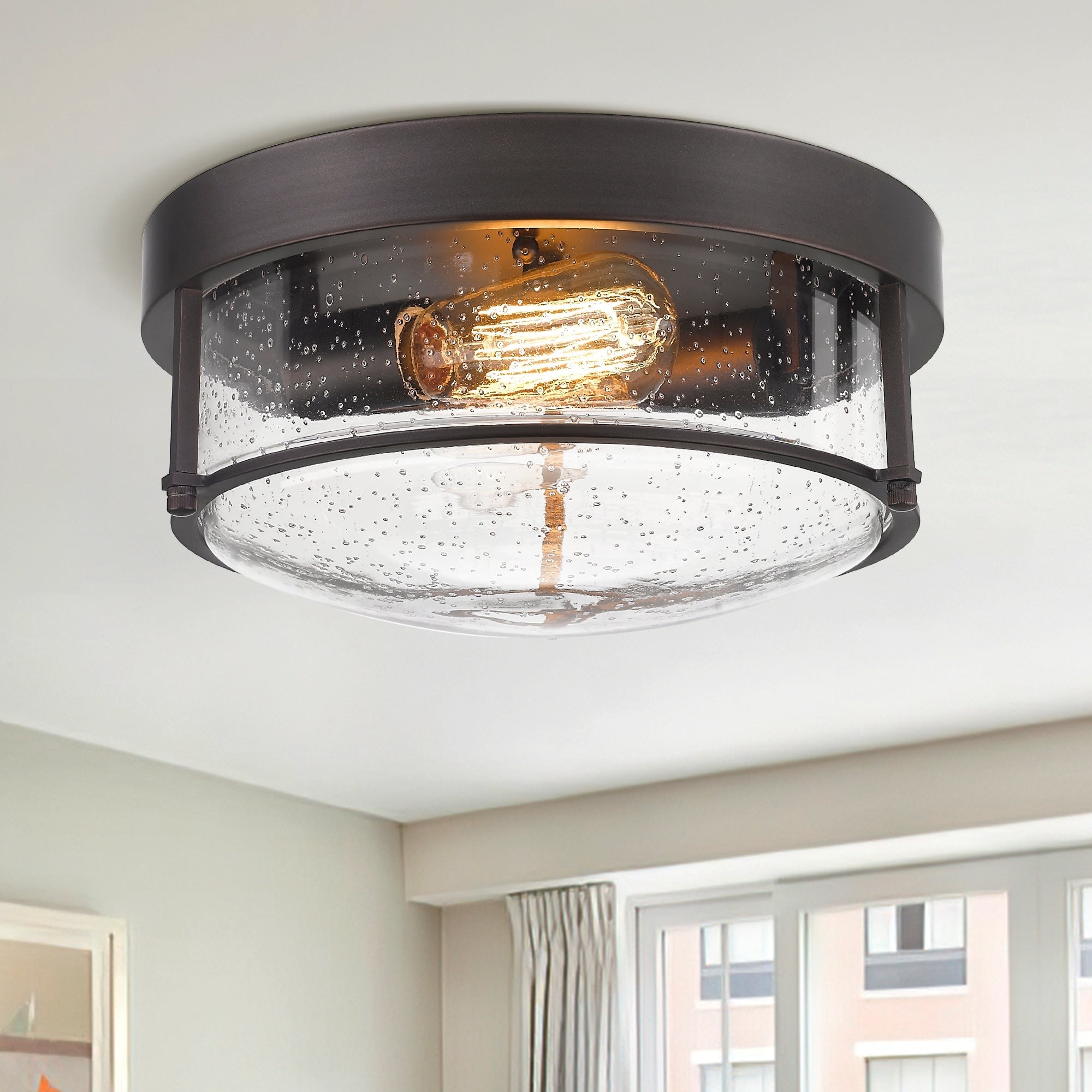 Plafonniers encastrés de style ferme à 2 lumières, finition bronze huilé