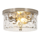Plafonnier encastré à 2 lumières avec verre martelé transparent