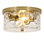 Plafonnier encastré à 2 lumières avec verre martelé transparent