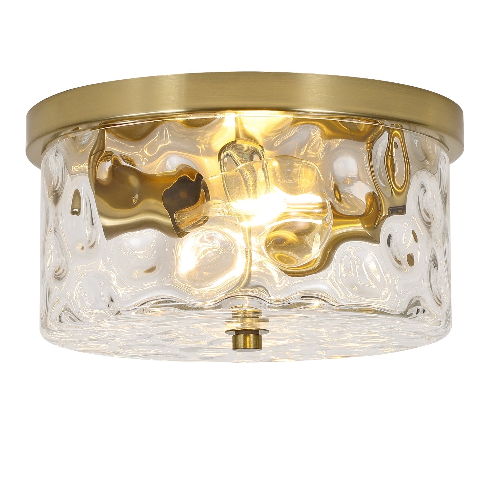 Plafonnier encastré à 2 lumières avec verre martelé transparent