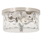 Plafonnier encastré à 2 lumières avec verre martelé transparent