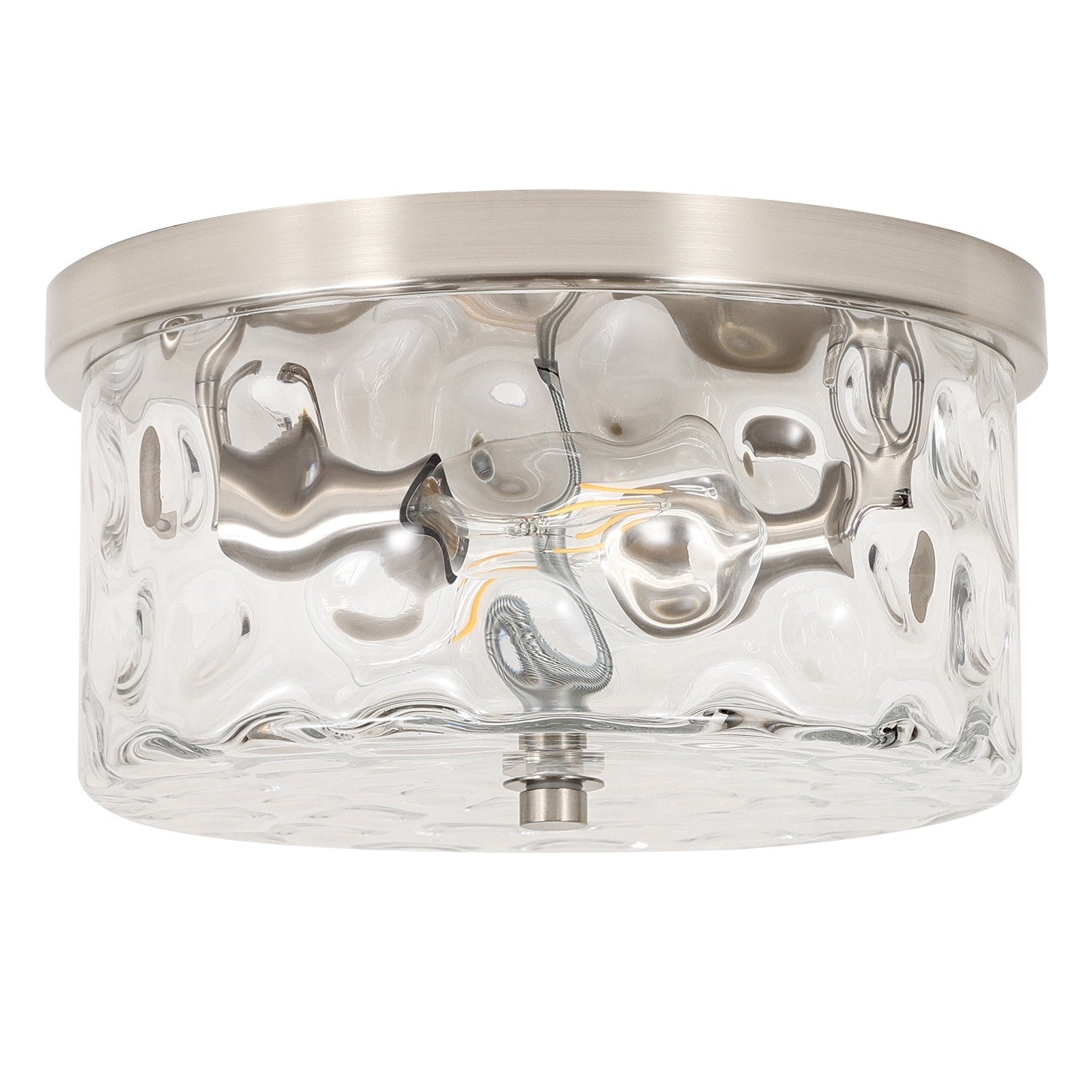 Plafonnier encastré à 2 lumières avec verre martelé transparent