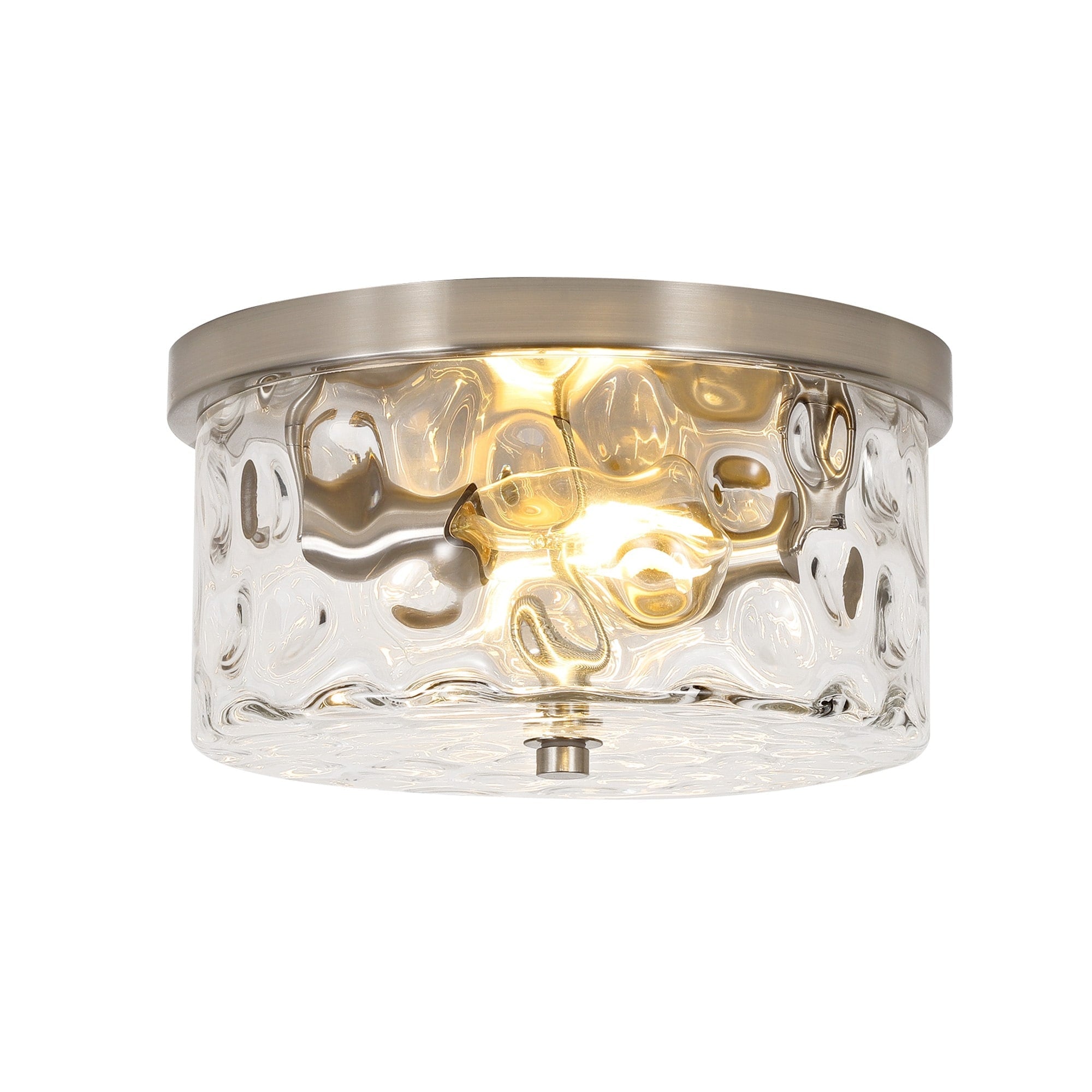 Plafonnier encastré à 2 lumières avec verre martelé transparent