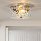 Plafonnier encastré à 2 lumières avec verre martelé transparent