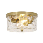 Plafonnier encastré à 2 lumières avec verre martelé transparent