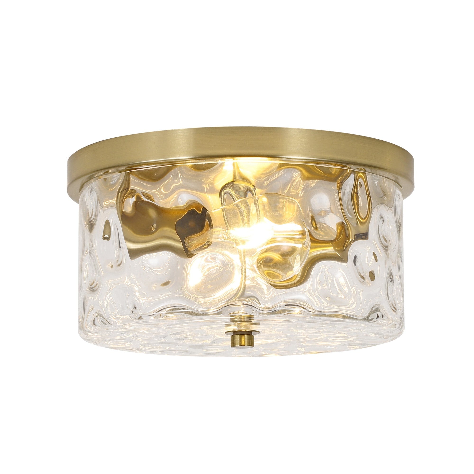 Plafonnier encastré à 2 lumières avec verre martelé transparent