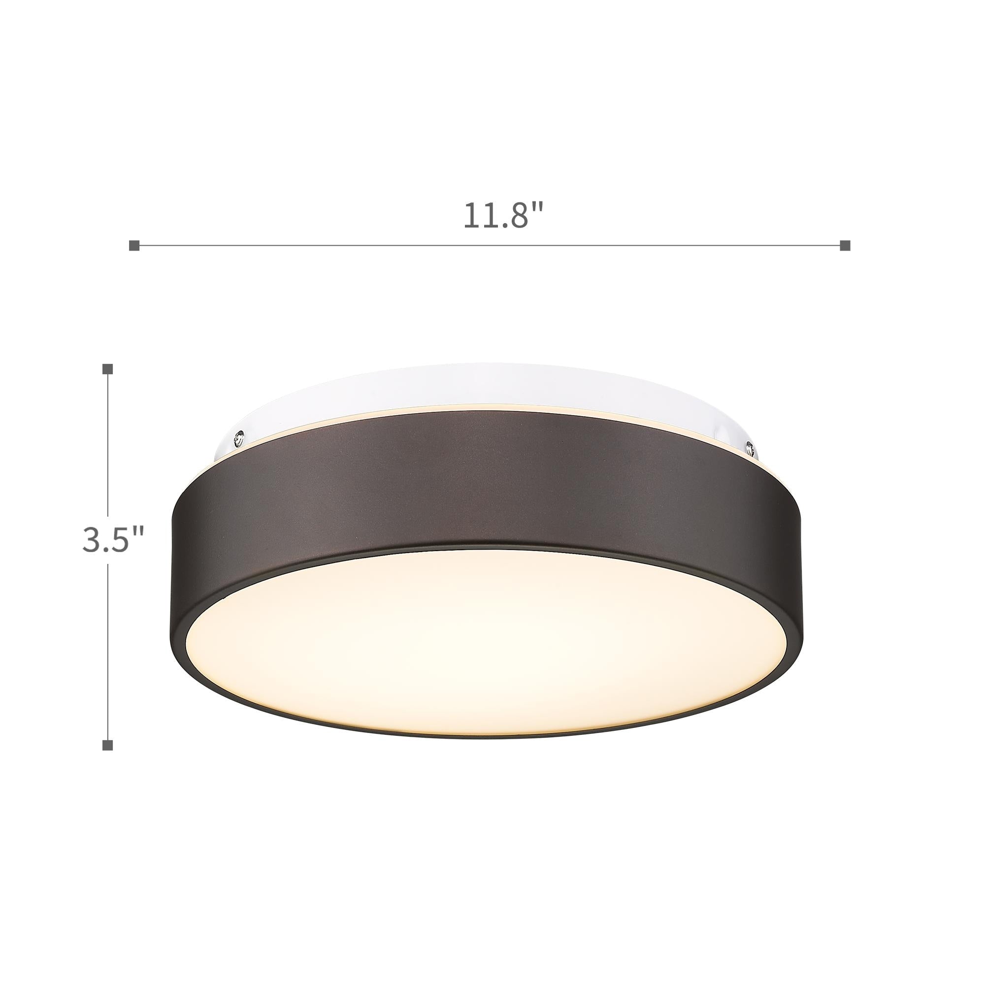 Plafonnier encastré à 2 lumières avec abat-jour en verre dépoli – 12 po de largeur x 12 po de hauteur x 3,5 po de hauteur