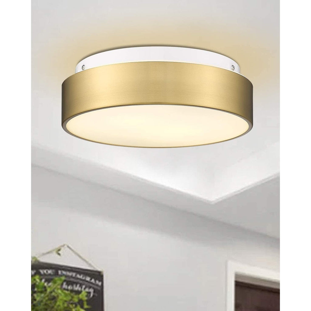 Plafonnier encastré à 2 lumières avec abat-jour en verre dépoli – 12 po de largeur x 12 po de hauteur x 3,5 po de hauteur