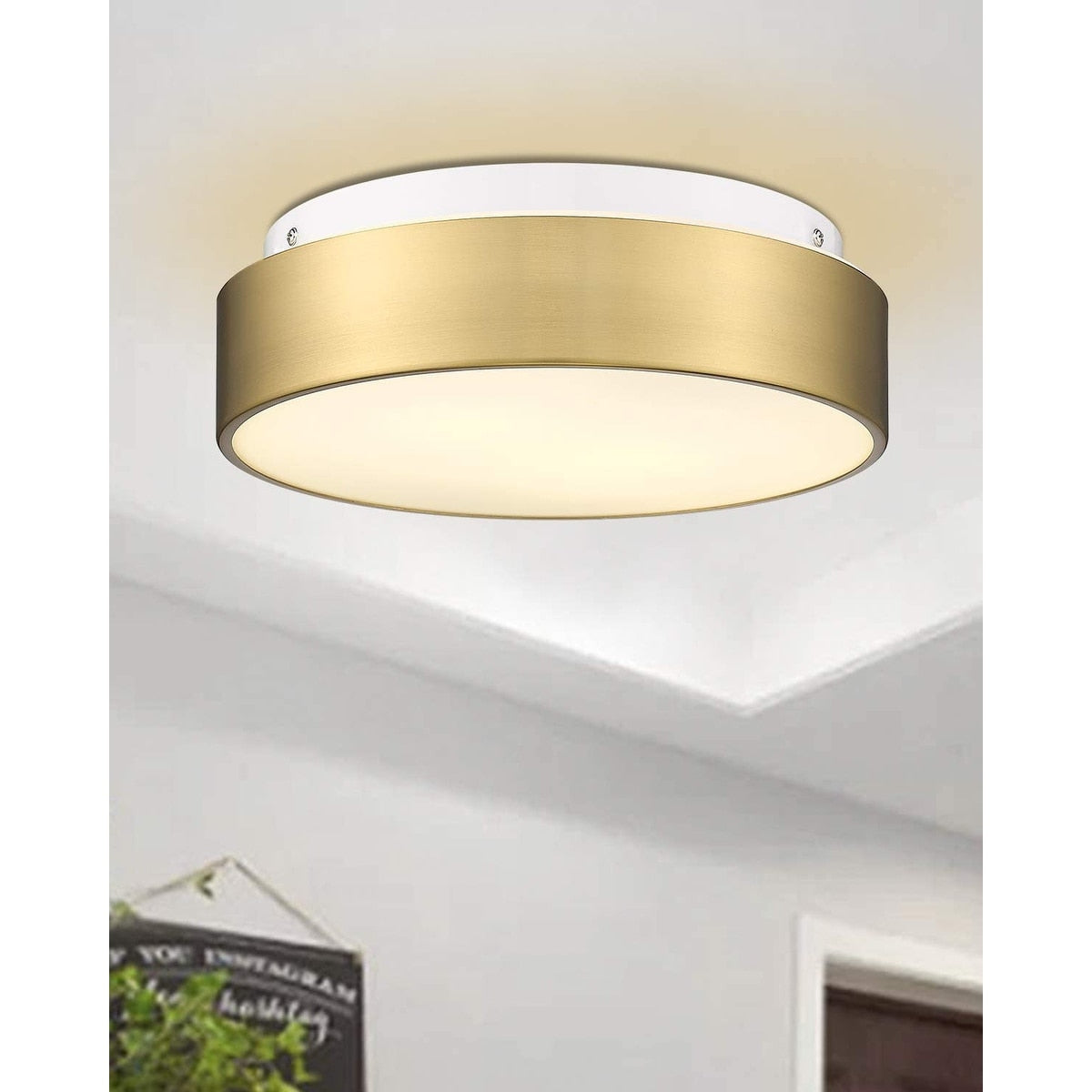 Plafonnier encastré à 2 lumières avec abat-jour en verre dépoli – 12 po de largeur x 12 po de hauteur x 3,5 po de hauteur