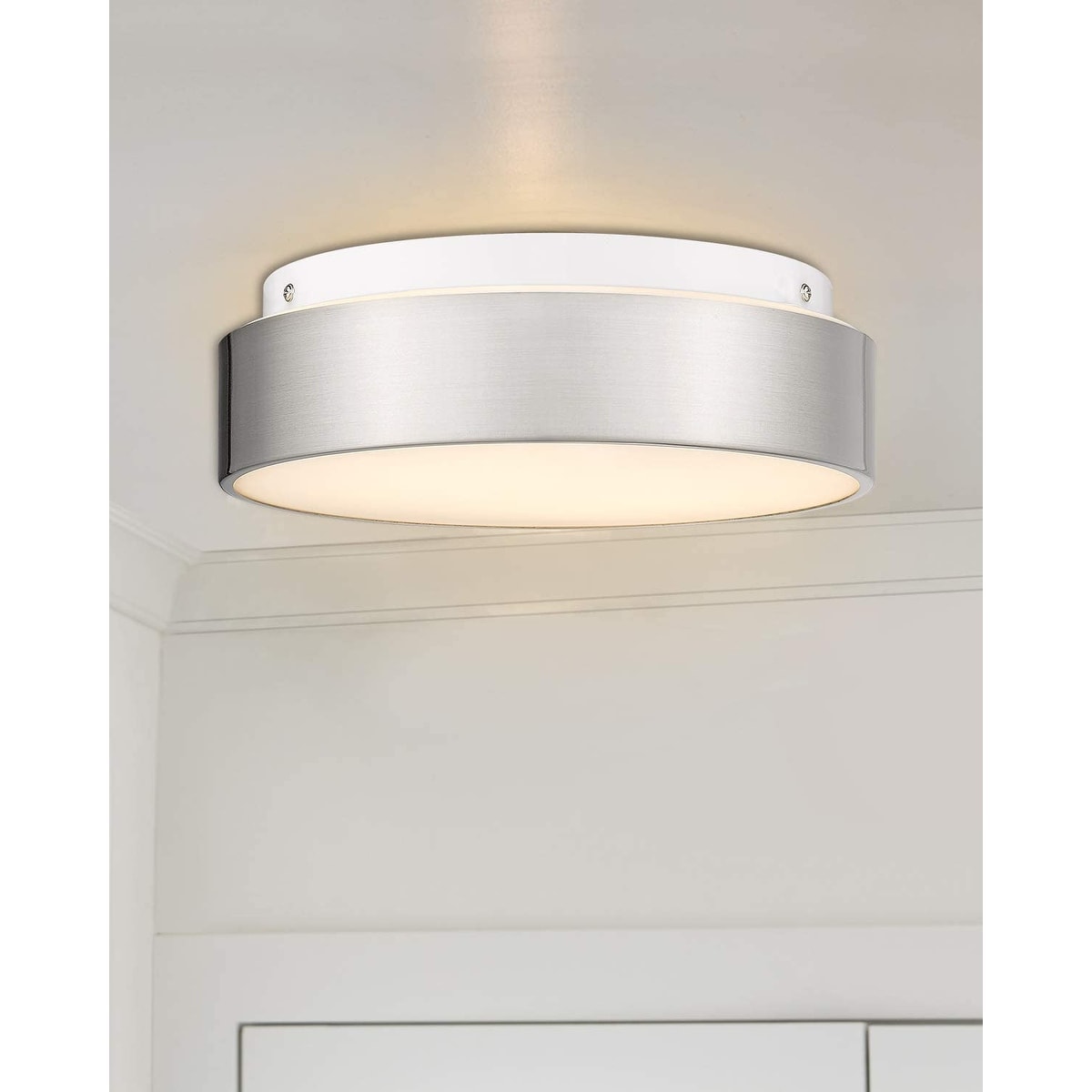 Plafonnier encastré à 2 lumières avec abat-jour en verre dépoli – 12 po de largeur x 12 po de hauteur x 3,5 po de hauteur