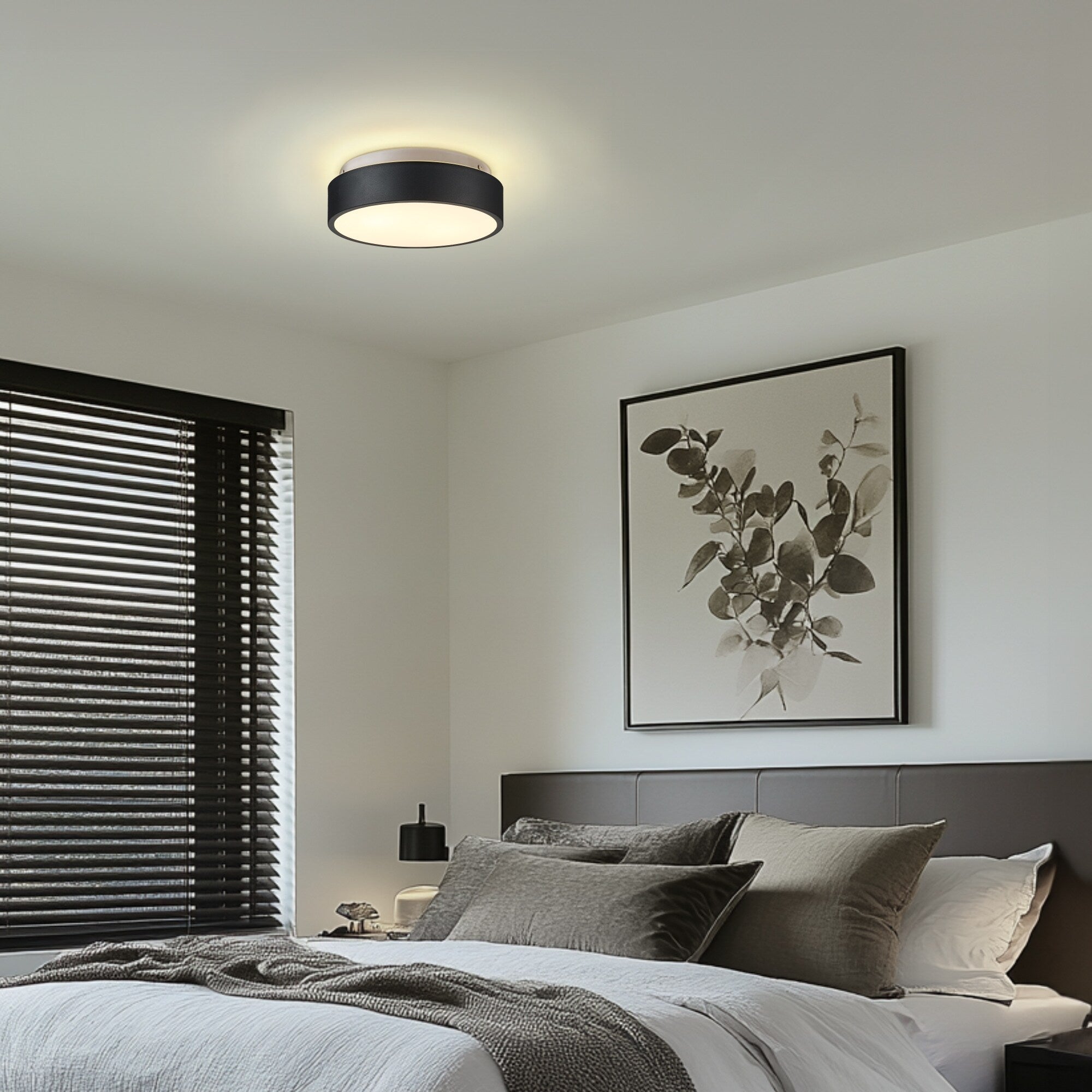 Plafonnier encastré à 2 lumières avec abat-jour en verre dépoli – 12 po de largeur x 12 po de hauteur x 3,5 po de hauteur
