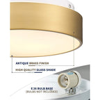 Plafonnier encastré à 2 lumières avec abat-jour en verre dépoli – 12 po de largeur x 12 po de hauteur x 3,5 po de hauteur