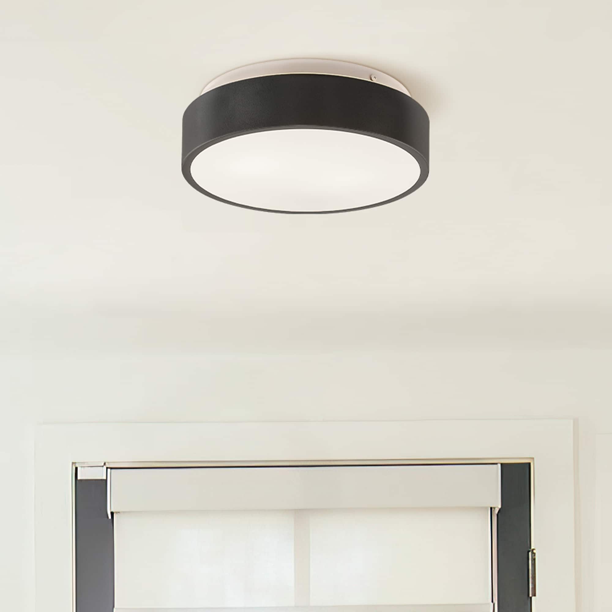 Plafonnier encastré à 2 lumières avec abat-jour en verre dépoli – 12 po de largeur x 12 po de hauteur x 3,5 po de hauteur