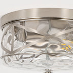 Plafonnier encastré en verre à 2 lumières avec cadre en métal