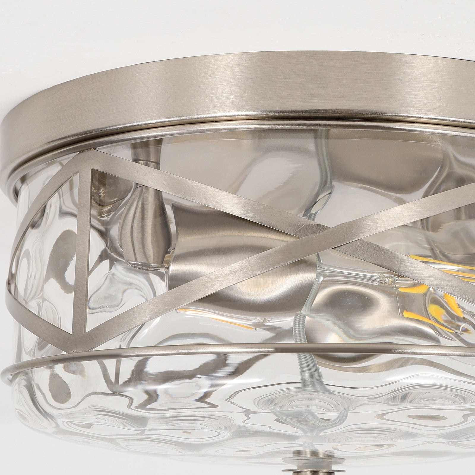 Plafonnier encastré en verre à 2 lumières avec cadre en métal