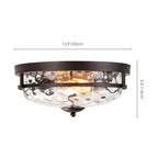 Plafonnier industriel à 2 lampes en forme de dôme, style ferme, en verre ondulé transparent