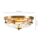 Plafonnier industriel à 2 lampes en forme de dôme, style ferme, en verre ondulé transparent