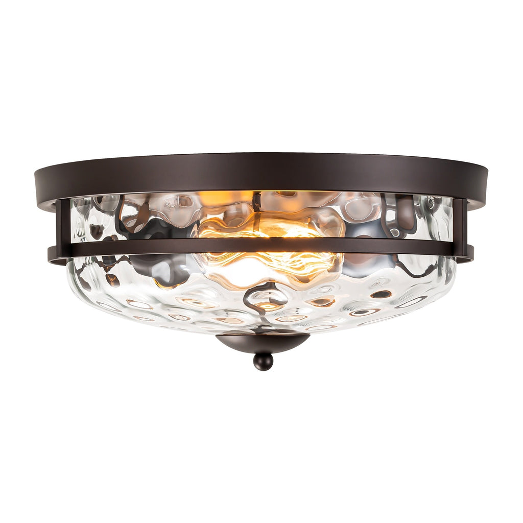 Plafonnier industriel à 2 lampes en forme de dôme, style ferme, en verre ondulé transparent