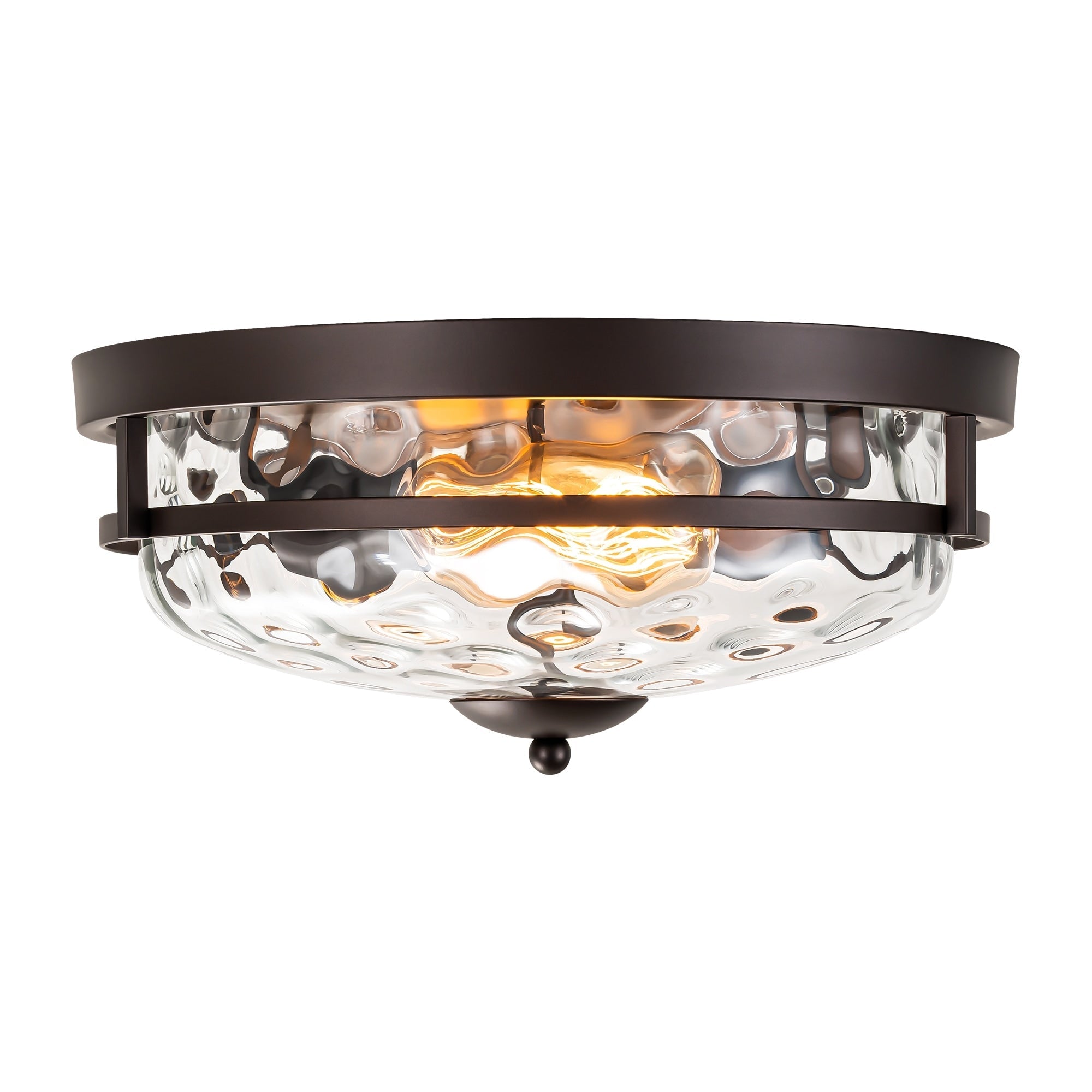 Plafonnier industriel à 2 lampes en forme de dôme, style ferme, en verre ondulé transparent