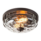 Plafonnier industriel à 2 lampes en forme de dôme, style ferme, en verre ondulé transparent