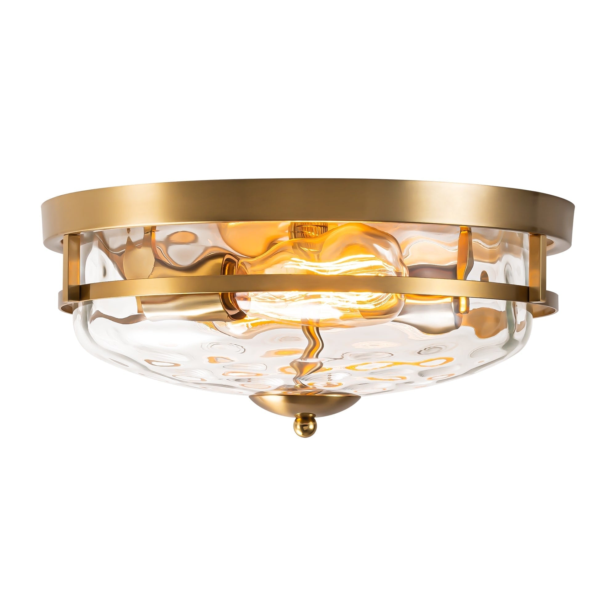 Plafonnier industriel à 2 lampes en forme de dôme, style ferme, en verre ondulé transparent