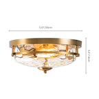 Plafonnier industriel à 2 lumières en forme de dôme, style ferme, en verre ondulé transparent, montage encastré – 32,8 cm (l) x 14 cm (h)