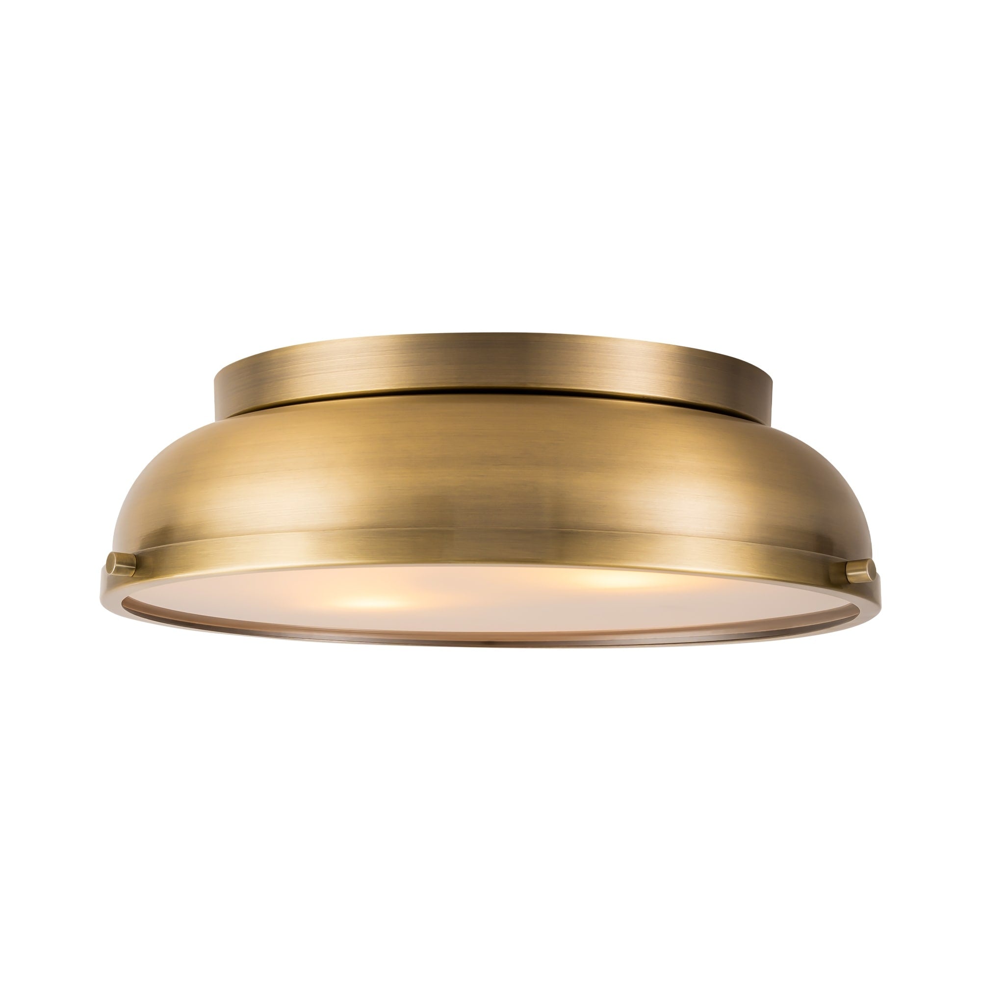 Plafonnier encastré à 2 lampes, style Mid-Century moderne, en bronze vieilli, avec dôme cylindrique en verre dépoli - Bronze vieilli