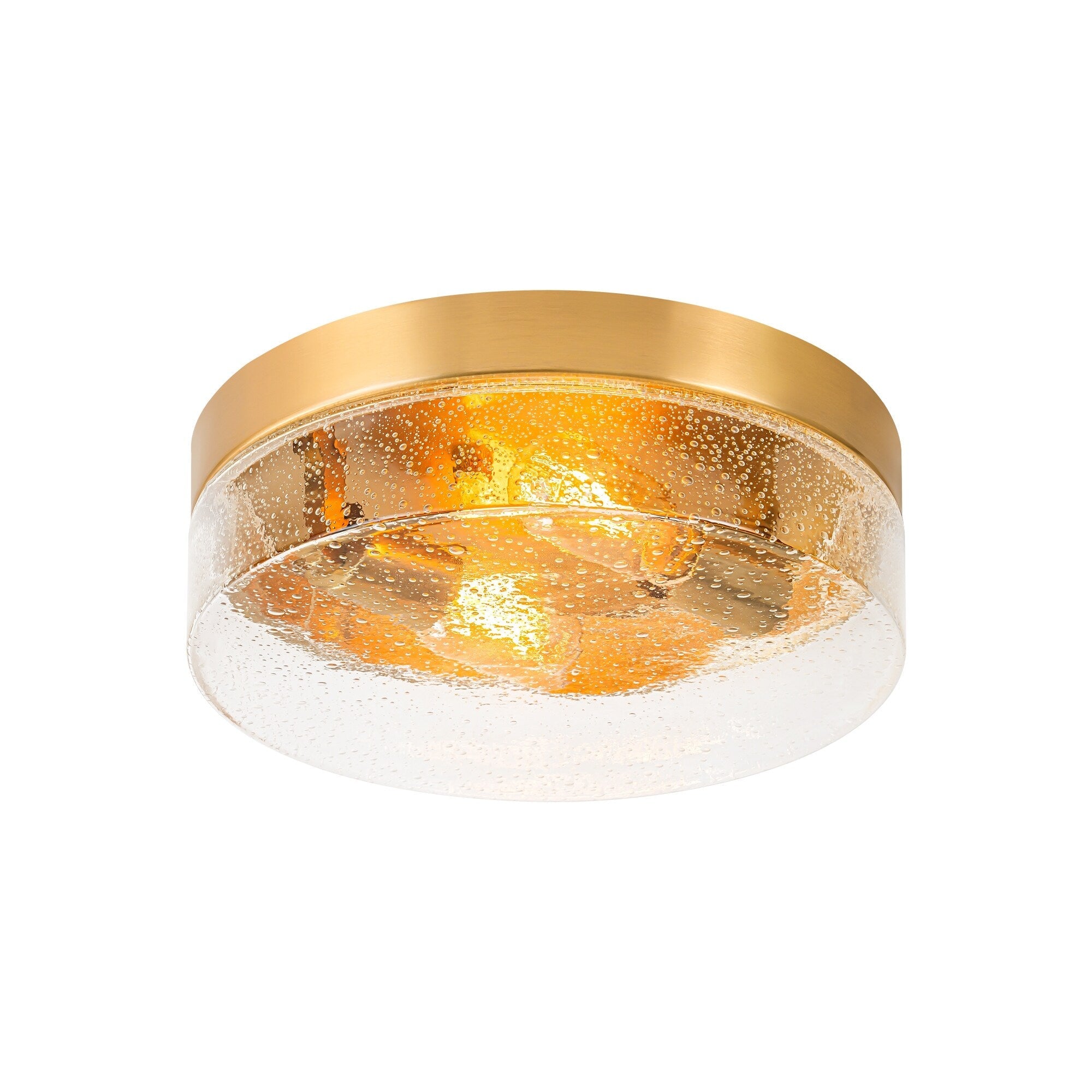 Plafonnier moderne à 2 lumières en forme de dôme, en verre transparent à bulles et à grains, de style ferme