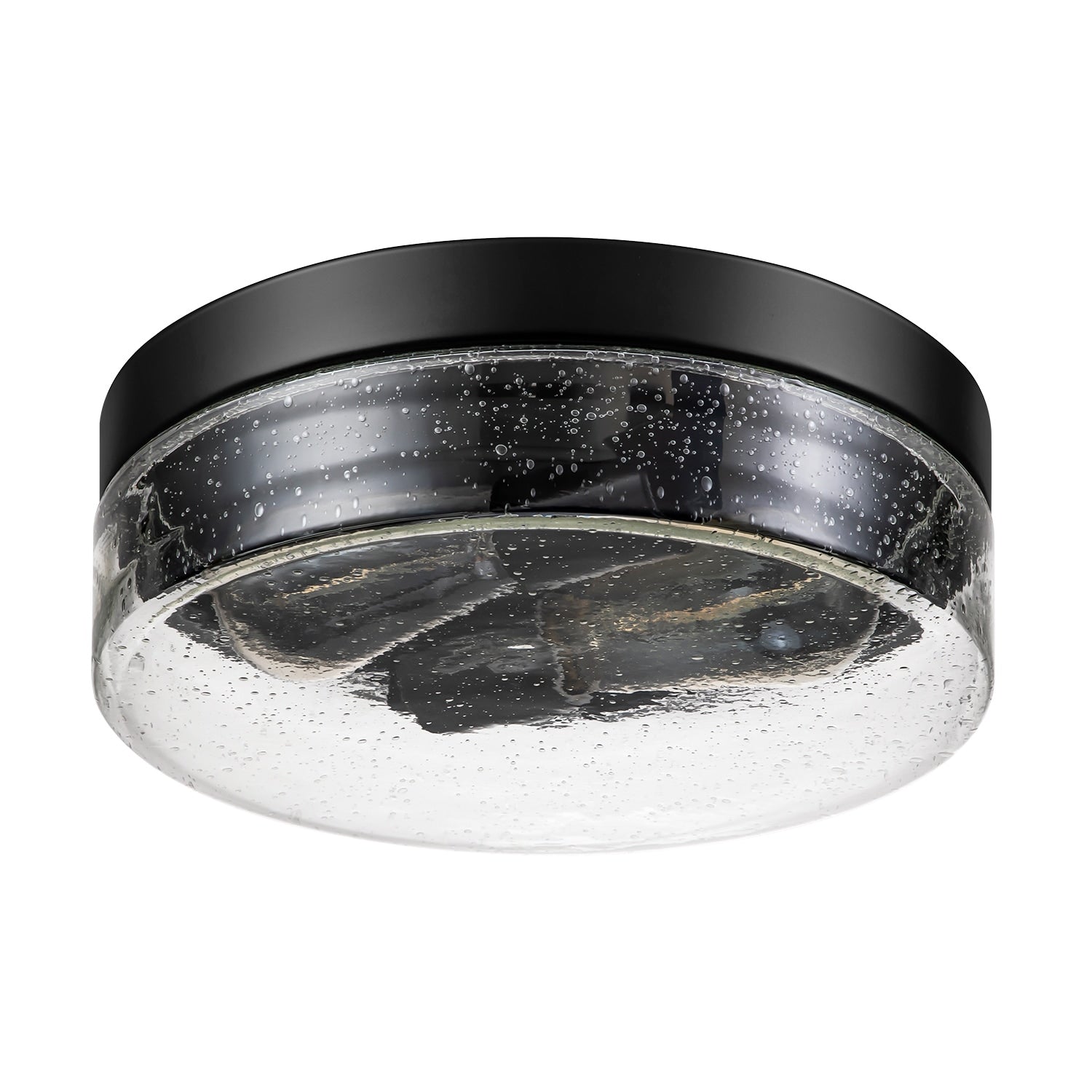 Plafonnier moderne à 2 lumières en forme de dôme, en verre transparent à bulles et à grains, de style ferme