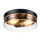 Plafonnier moderne à 2 lumières en forme de dôme, en verre transparent à bulles et à grains, de style ferme