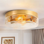 Plafonnier moderne à 2 lumières en forme de dôme, en verre transparent à bulles et à grains, de style ferme