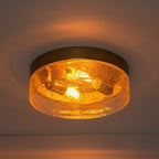Plafonnier moderne à 2 lumières en forme de dôme, en verre transparent à bulles et à grains, de style ferme
