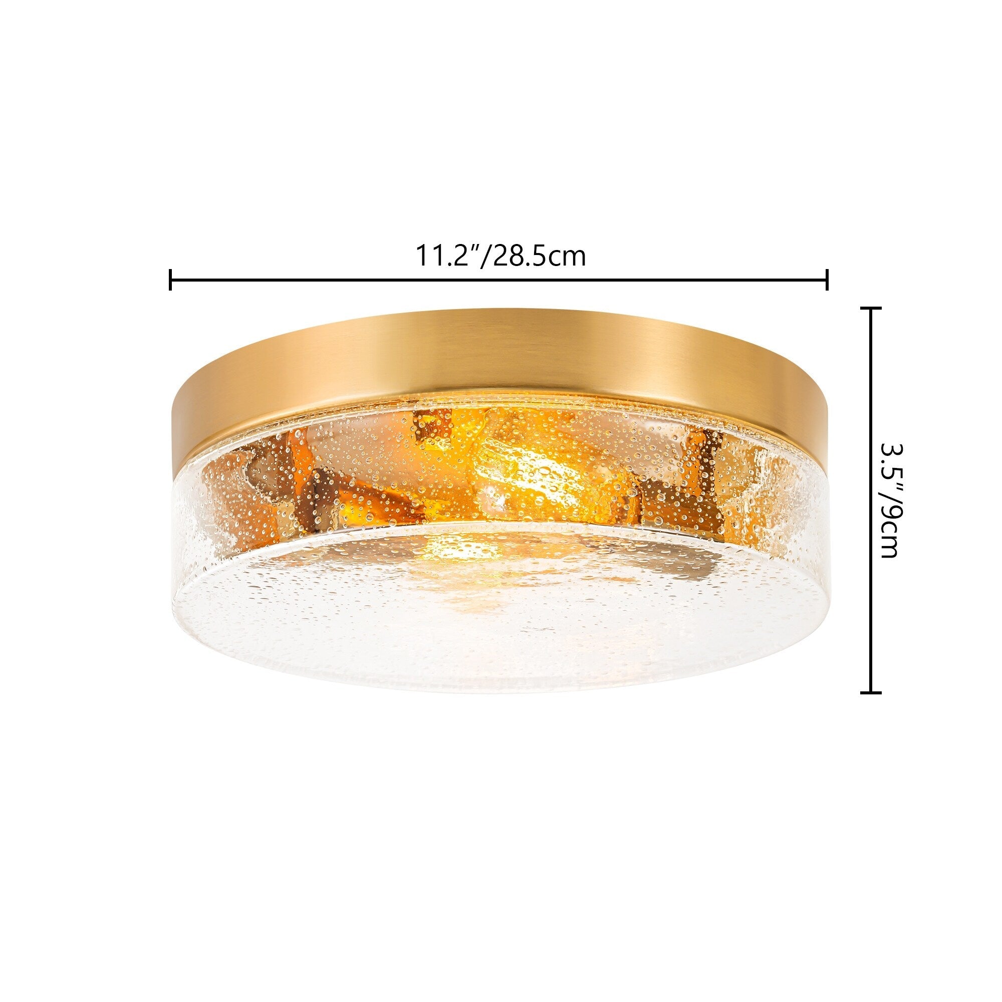Plafonnier moderne à 2 lumières en forme de dôme, en verre transparent à bulles et à grains, de style ferme