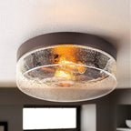 Plafonnier moderne à 2 lumières en forme de dôme, en verre transparent à bulles et à grains, de style ferme