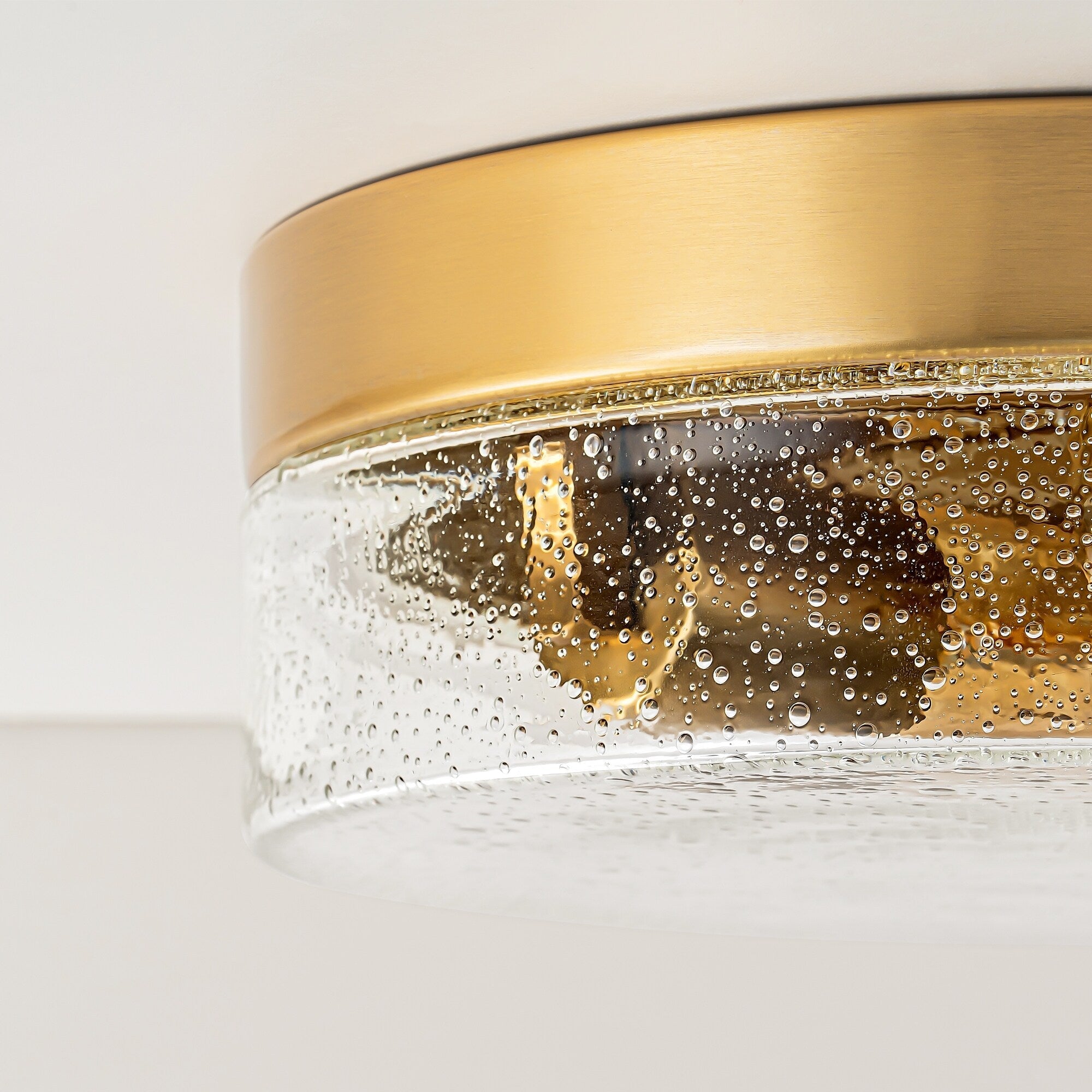 Plafonnier moderne à 2 lumières en forme de dôme, en verre transparent à bulles et à grains, de style ferme