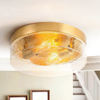 Plafonnier moderne à 2 lumières en forme de dôme, en verre transparent à bulles et à grains, de style ferme