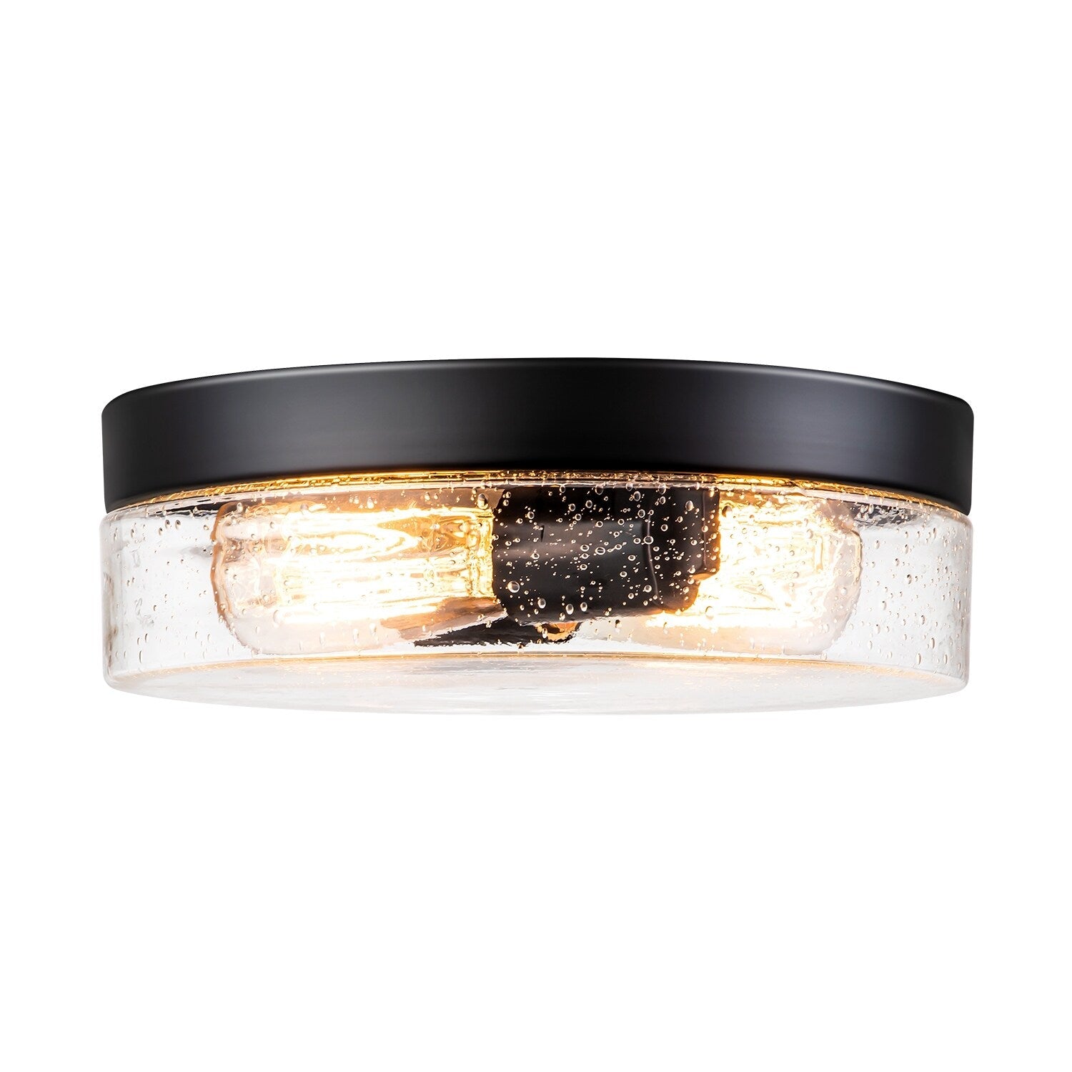 Plafonnier moderne à 2 lumières en forme de dôme, en verre transparent à bulles et à grains, de style ferme