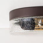 Plafonnier moderne à 2 lumières en forme de dôme, en verre transparent à bulles et à grains, de style ferme