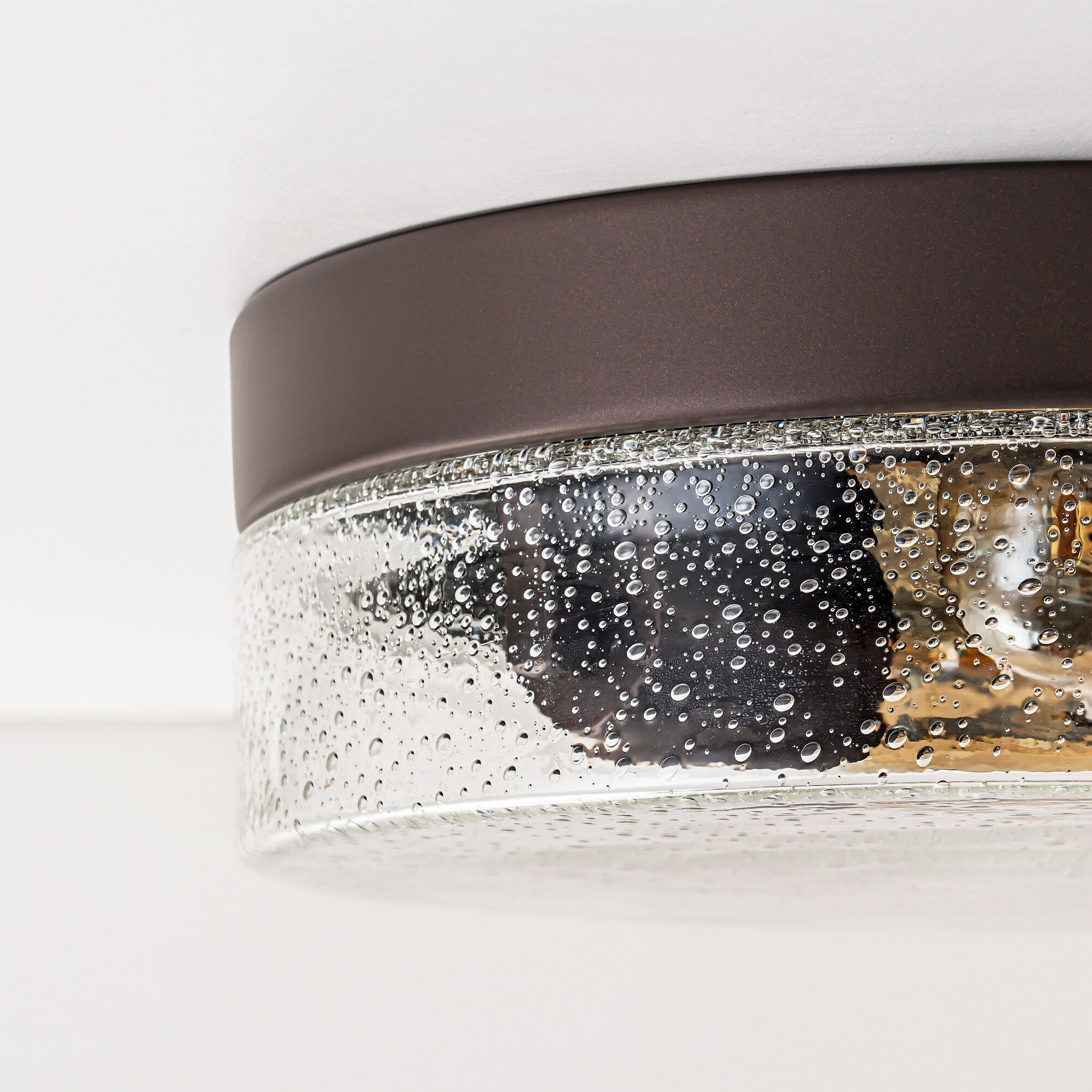 Plafonnier moderne à 2 lumières en forme de dôme, en verre transparent à bulles et à grains, de style ferme