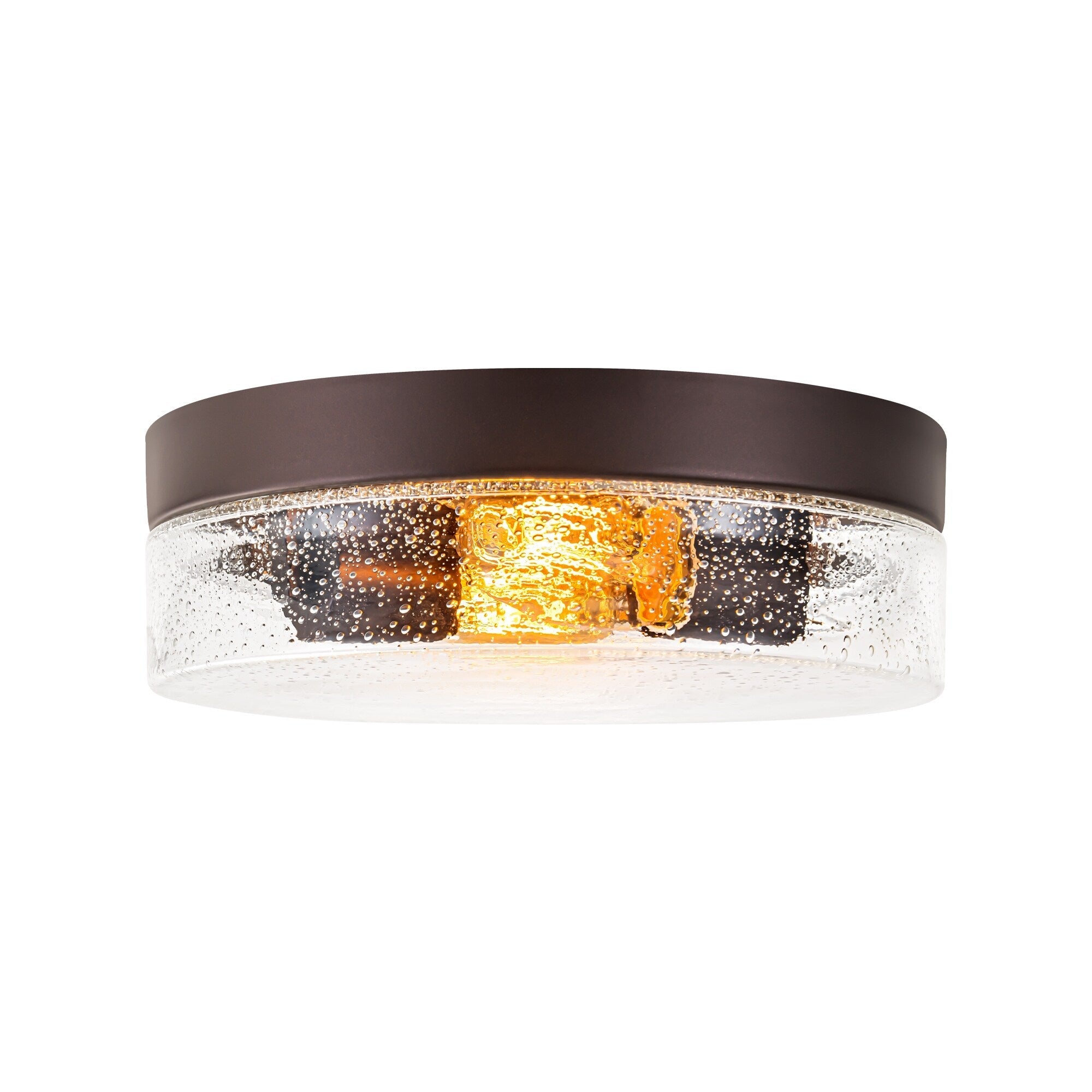Plafonnier moderne à 2 lumières en forme de dôme, en verre transparent à bulles et à grains, de style ferme