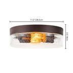 Plafonnier moderne à 2 lumières en forme de dôme, en verre transparent à bulles et à grains, de style ferme