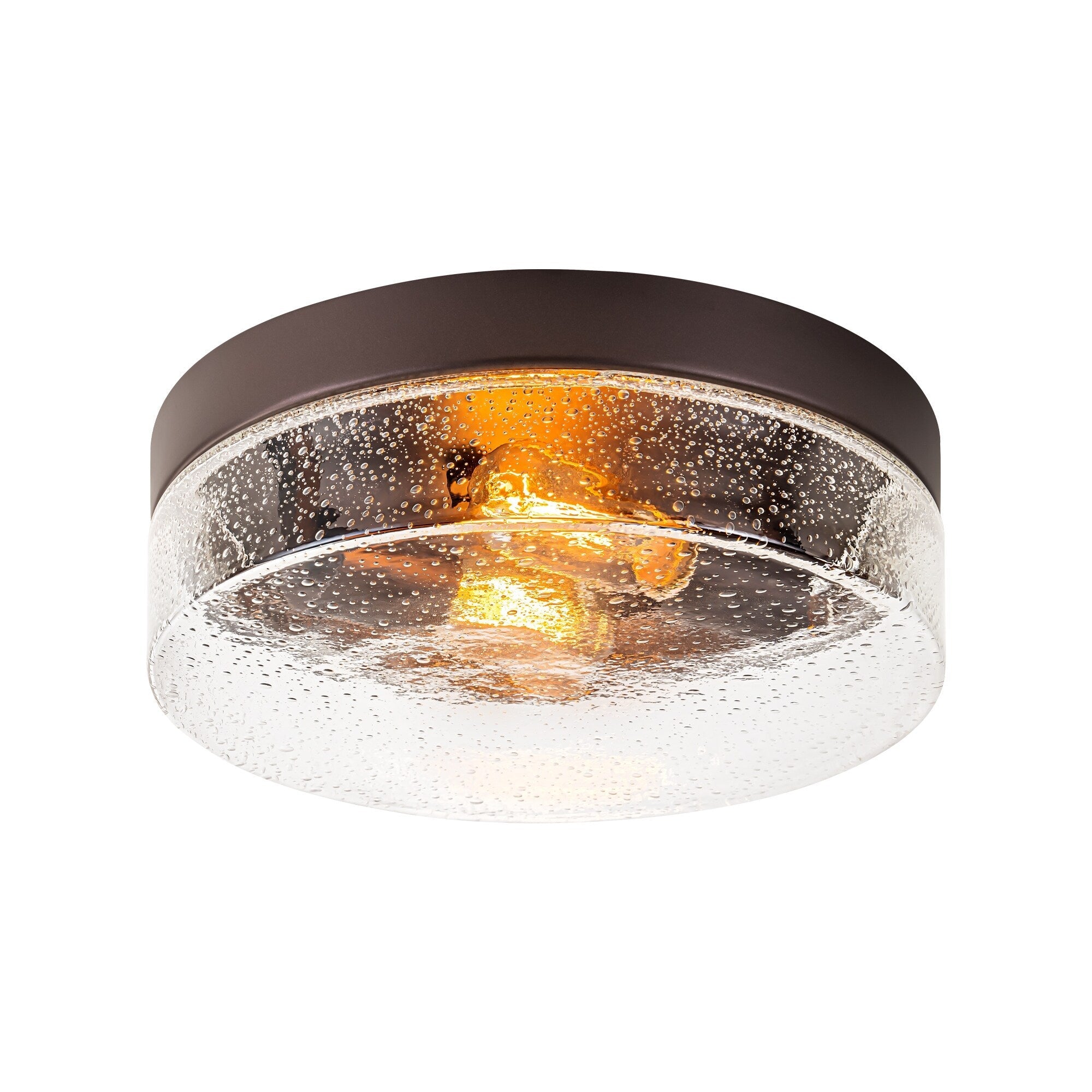 Plafonnier moderne à 2 lumières en forme de dôme, en verre transparent à bulles et à grains, de style ferme