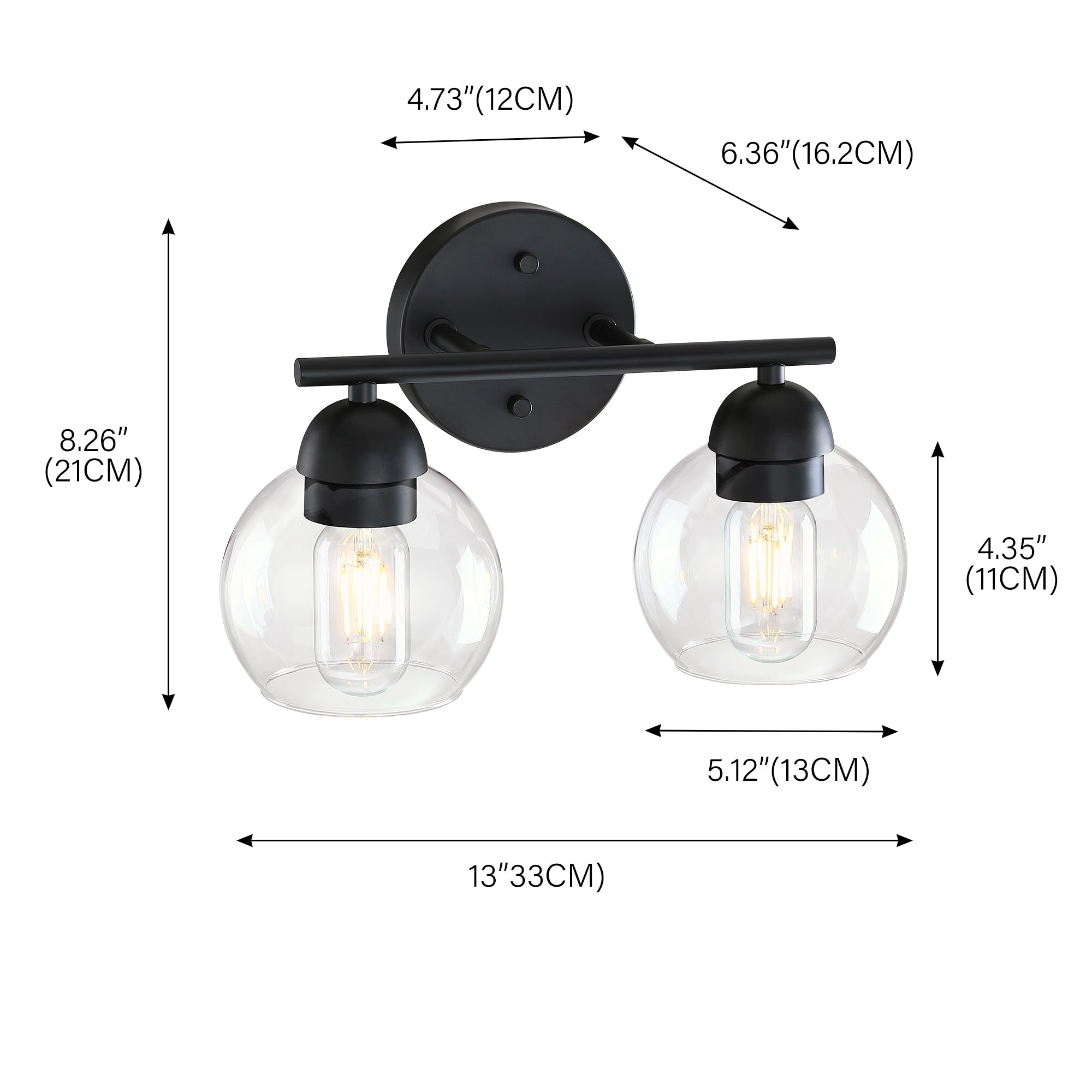 Luminaires de salle de bain vintage à 2 lumières