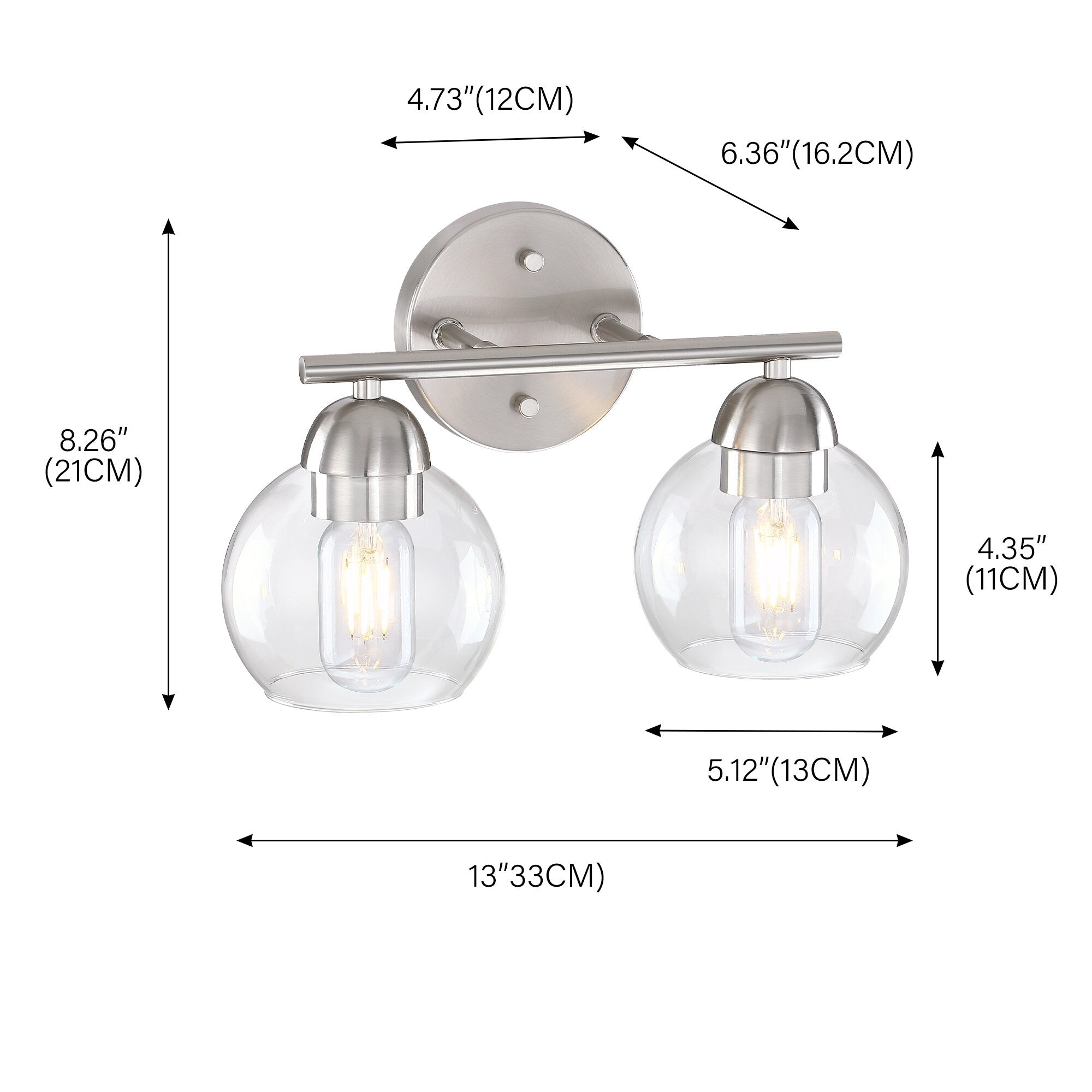 Luminaires de salle de bain vintage à 2 lumières