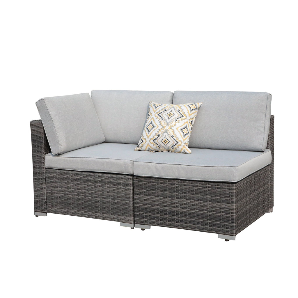 Ensemble de 2 canapés d'angle sectionnels en osier pour patio